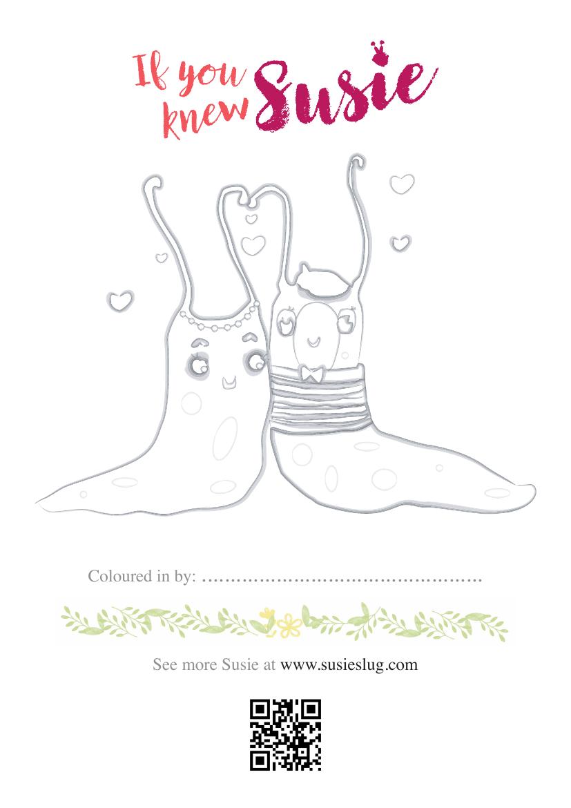 Susie Slug and Joe printable colouring sheet included with the book
